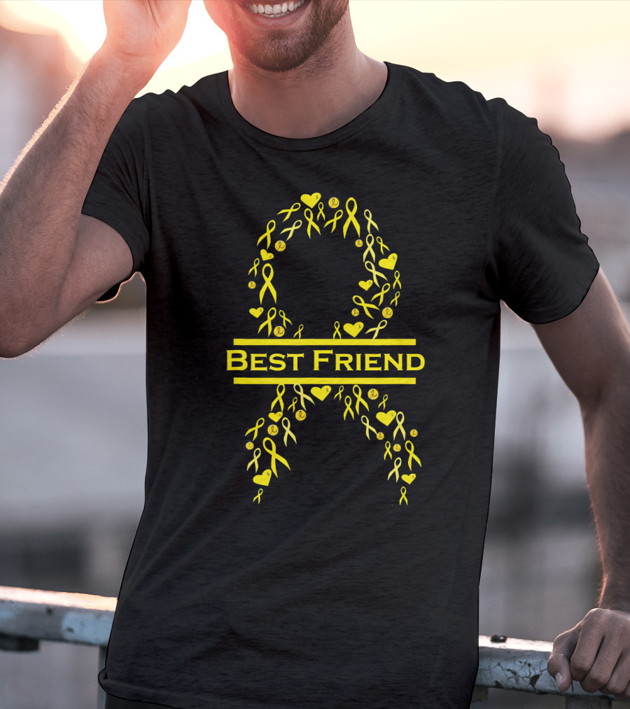 Childhood Cancer Awareness Yellow Ribbon Best Friend T-Shirt