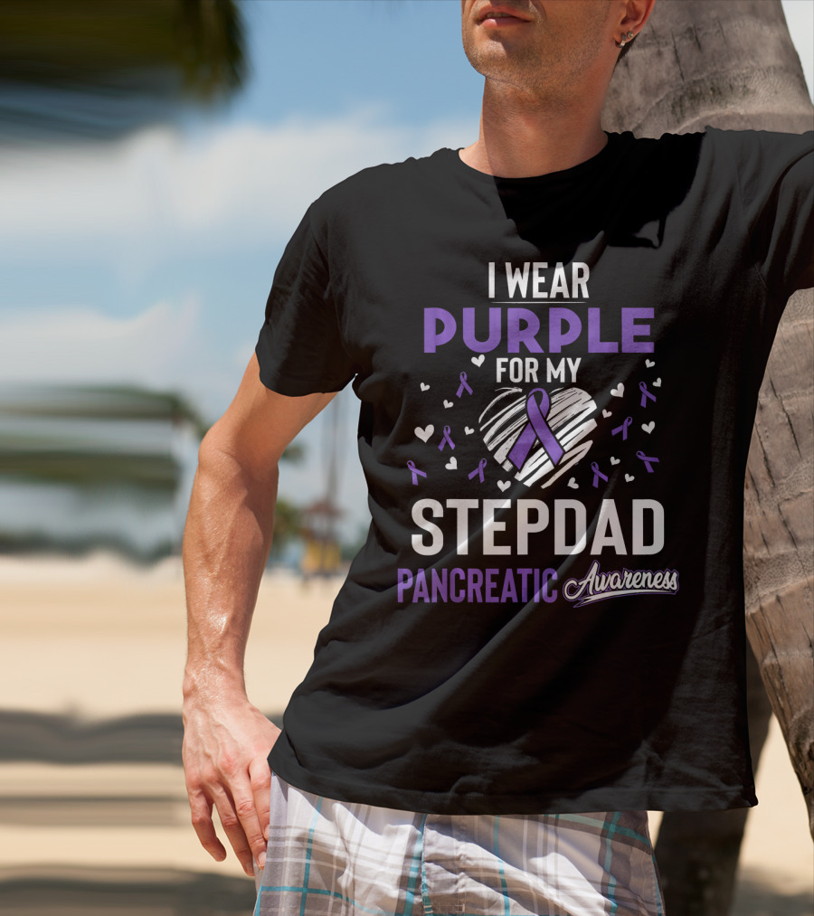 I Wear Purple For My Stepdad Pancreatic Awareness T-Shirt