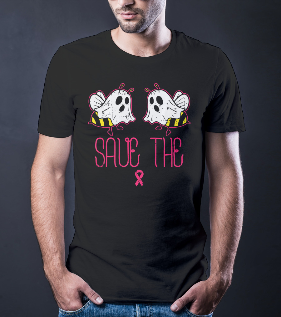 Save The Boo Bees Funny Halloween Breast Cancer Awareness T-Shirt