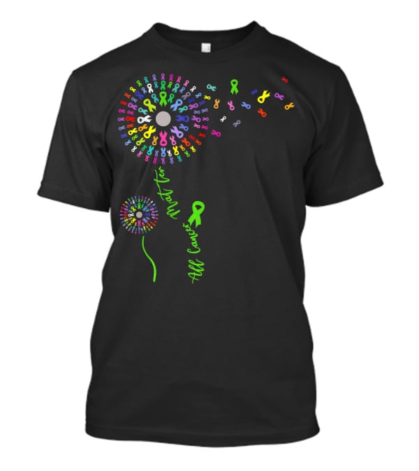 All Cancer Matter Support With Colorful Awareness Ribbon Burst T-Shirt