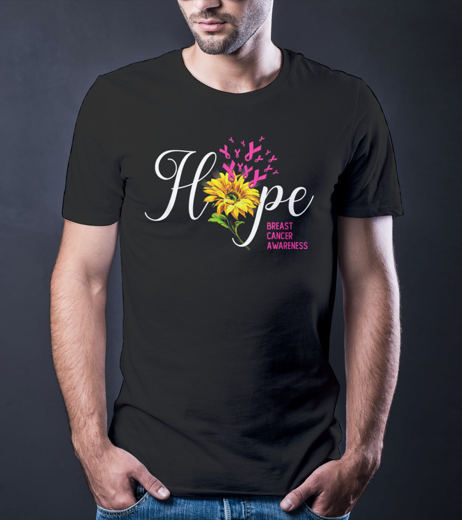Hope Sunflower Breast Cancer Awareness T-Shirt