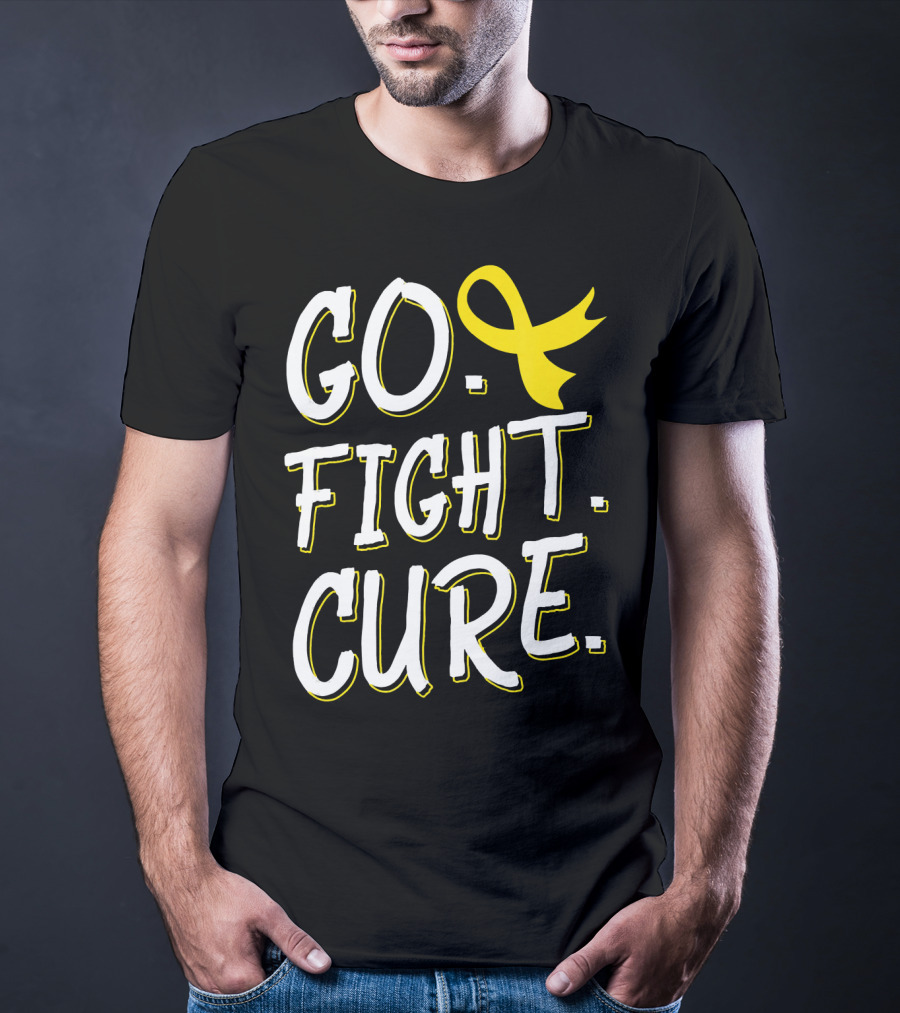 Go Fight Cure Childhood Cancer Gold Ribbon Awareness T-Shirt