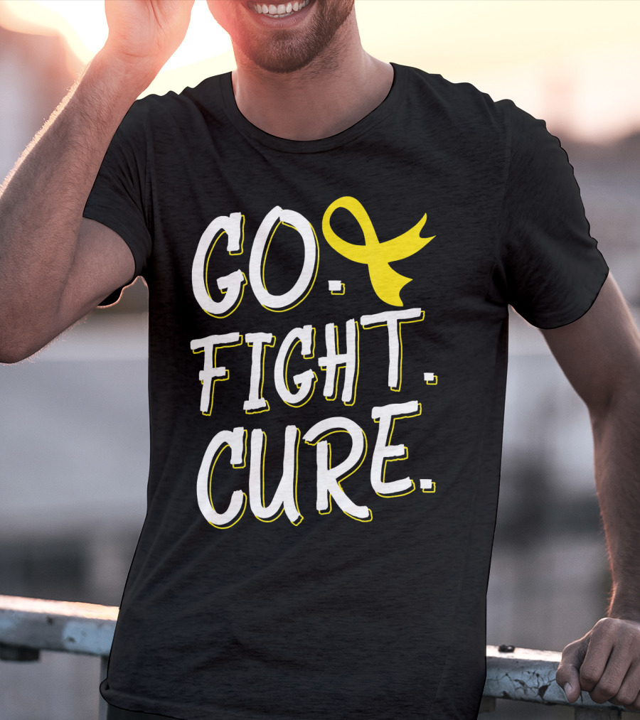 Go Fight Cure Childhood Cancer Gold Ribbon Awareness T-Shirt