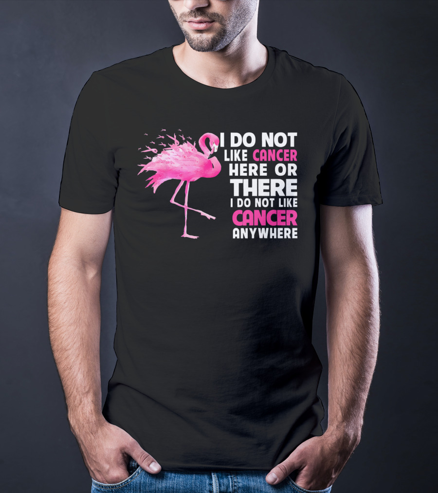 I Do Not Like Cancer Anywhere Pink Flamingo Breast Cancer Awareness T-Shirt