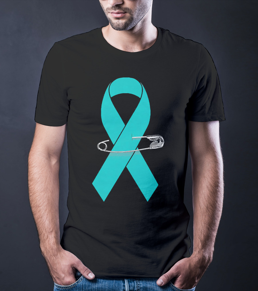 Ovarian Cancer Awareness Walk Support Ribbon With Safety Pin T-Shirt