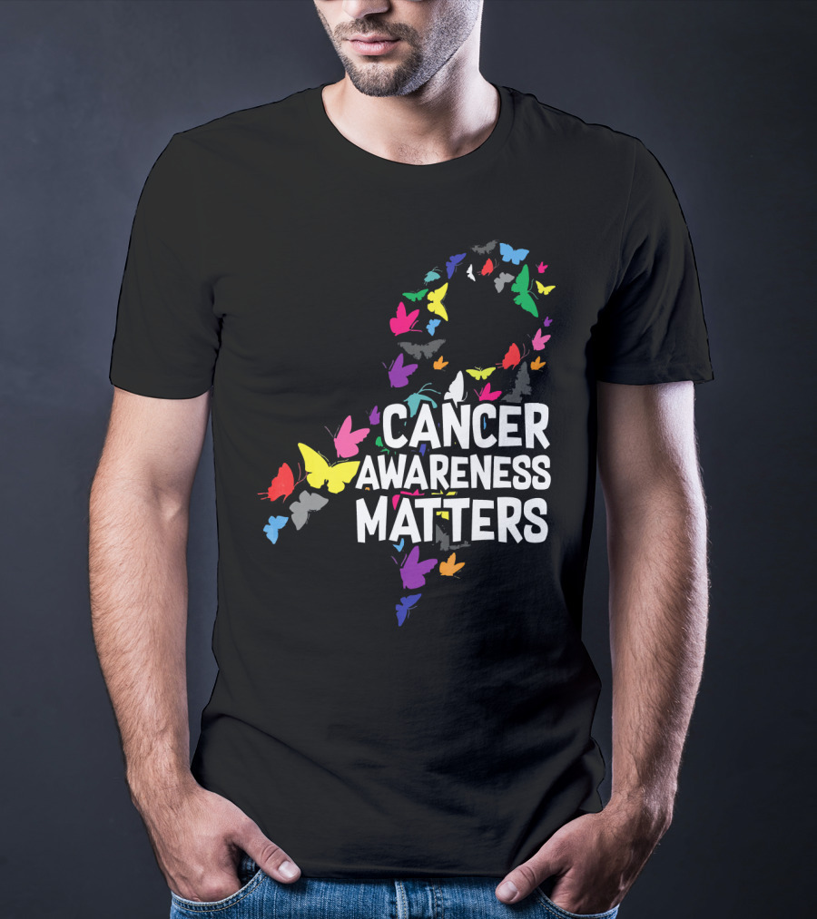 Cancer Awareness Matters Butterfly Ribbon T-Shirt