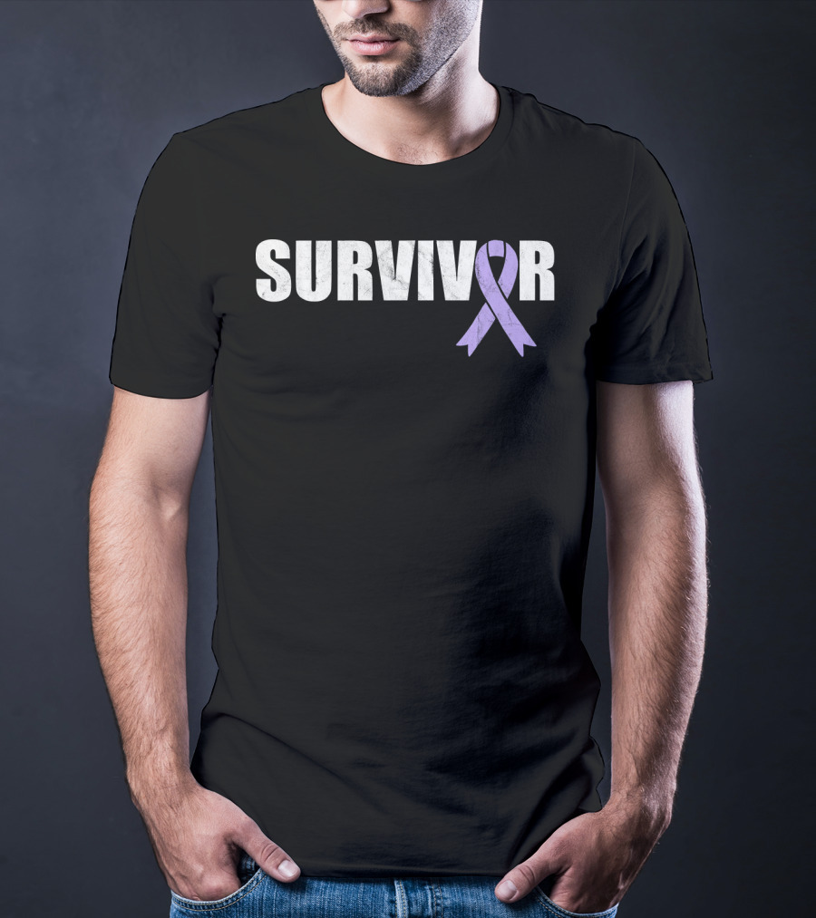 Survivor Purple Ribbon Cancer Awareness T-Shirt