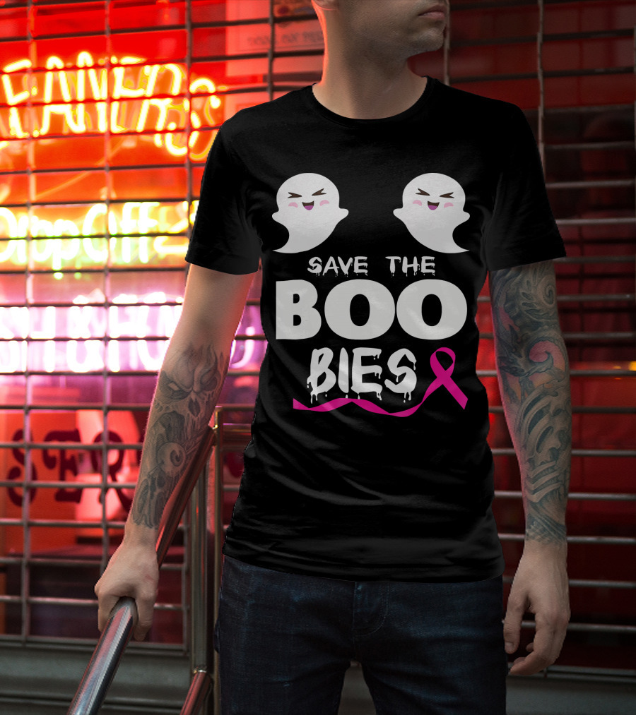 Save The BOO Bies Ghosts Pink Ribbon Breast Cancer Support T-Shirt