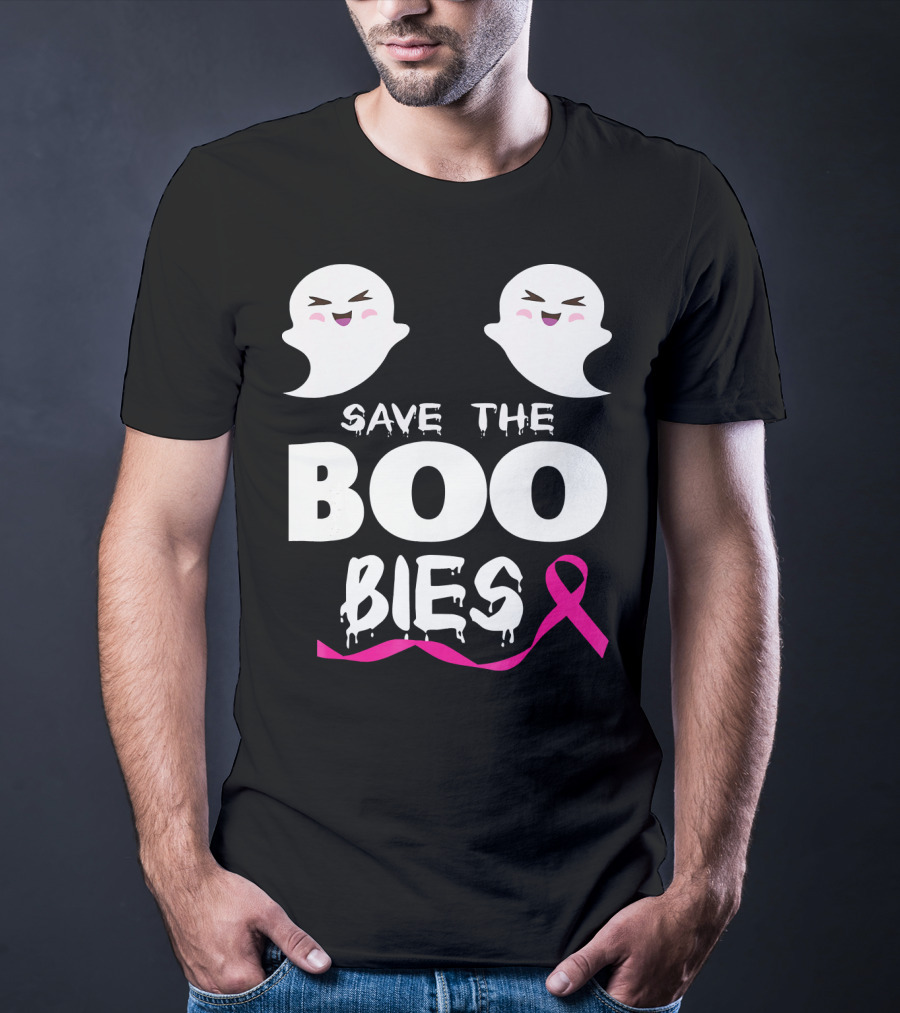 Save The BOO Bies Ghosts Pink Ribbon Breast Cancer Support T-Shirt