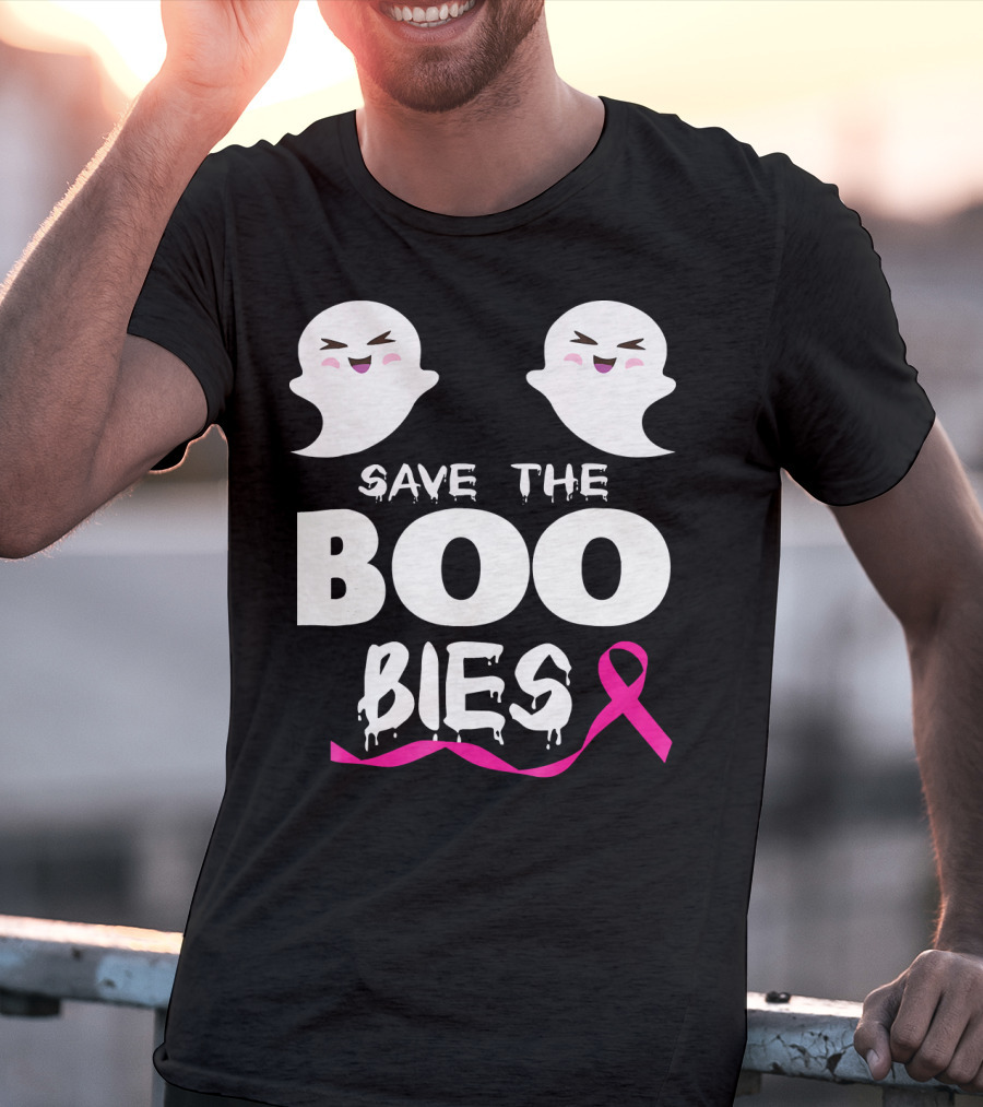 Save The BOO Bies Ghosts Pink Ribbon Breast Cancer Support T-Shirt
