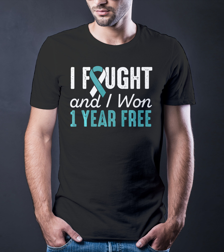 I Fought And I Won 1 Year Free Cervical Cancerversary T-Shirt