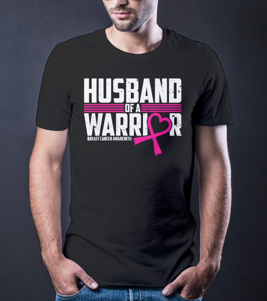 Husband Of A Warrior Breast Cancer Awareness T-Shirt