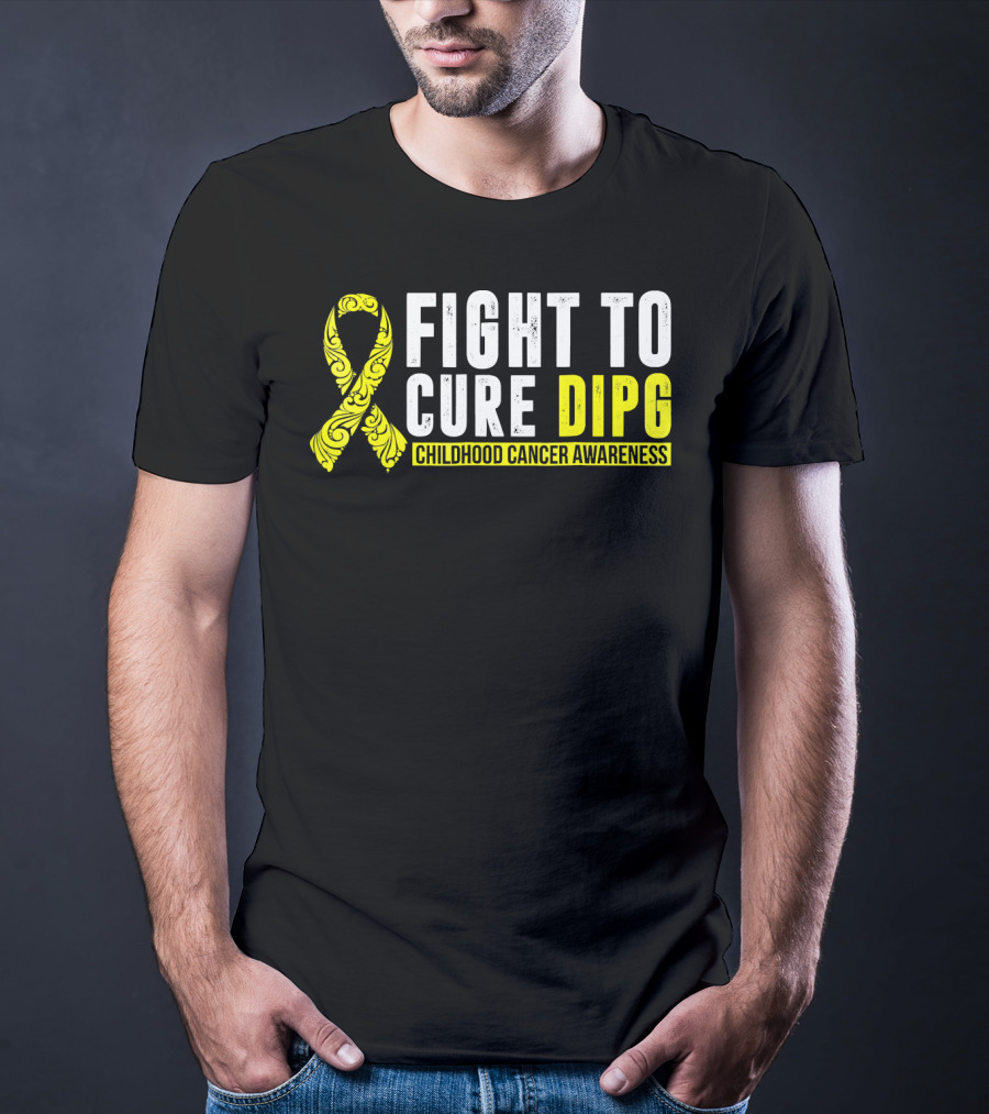 Fight To Cure DIPG Childhood Cancer Awareness Yellow T-Shirt