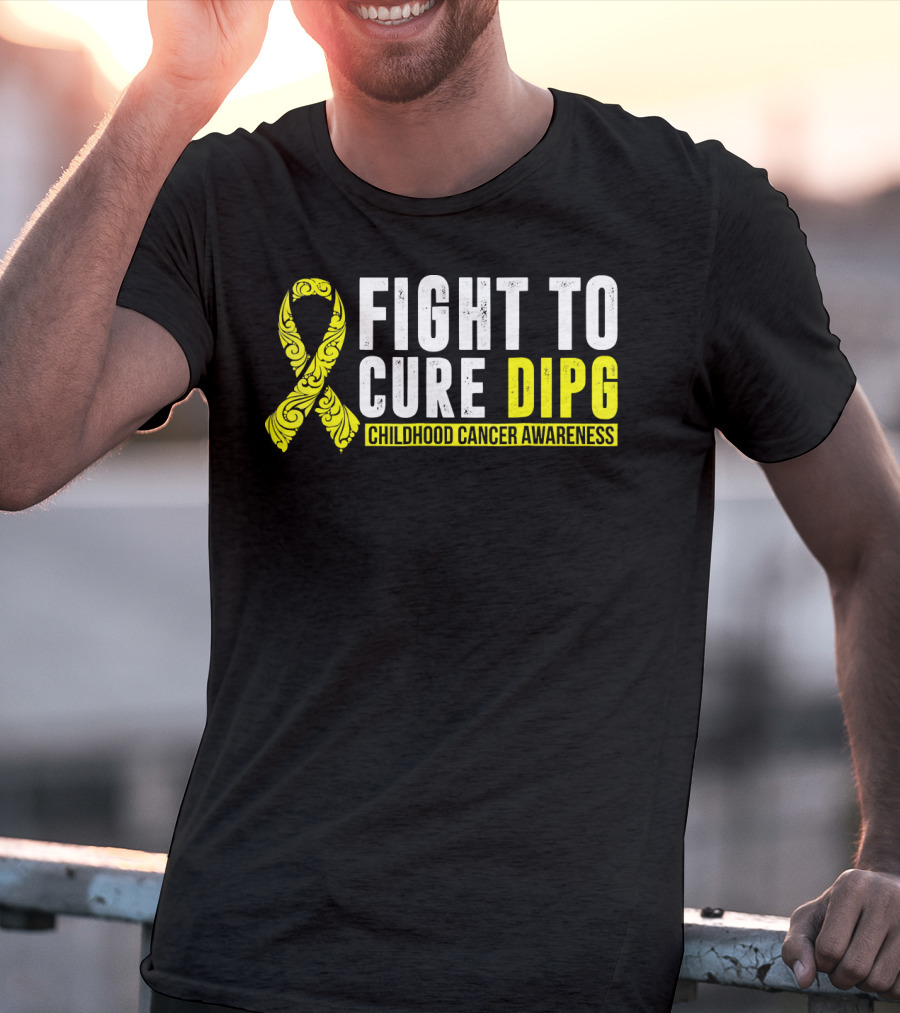Fight To Cure DIPG Childhood Cancer Awareness Yellow T-Shirt