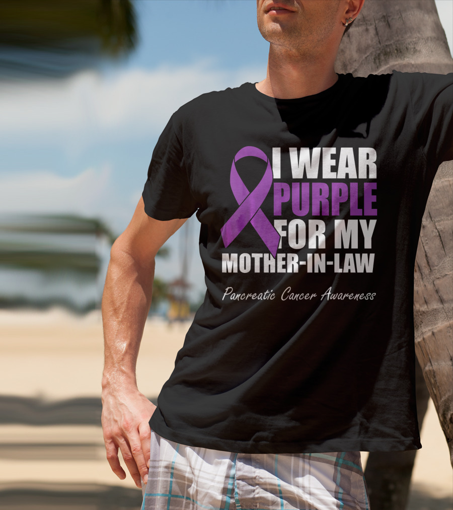 I Wear Purple For My Mother-In-Law Pancreatic Cancer Awareness T-Shirt