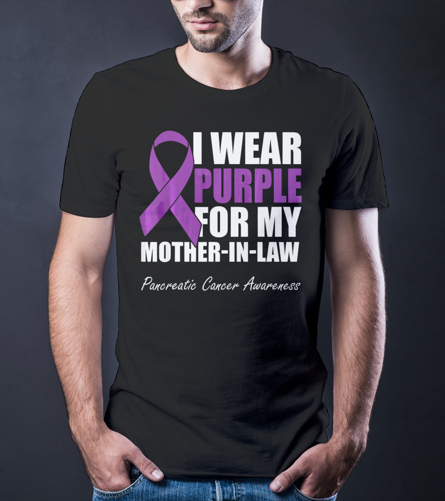 I Wear Purple For My Mother-In-Law Pancreatic Cancer Awareness T-Shirt