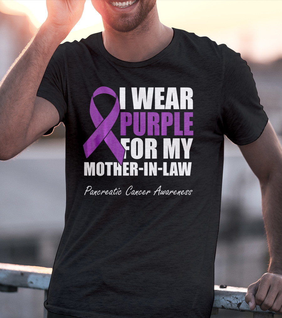 I Wear Purple For My Mother-In-Law Pancreatic Cancer Awareness T-Shirt