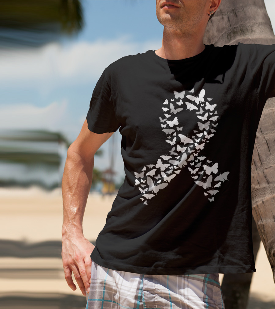 Brain Cancer Awareness Butterfly Ribbon T-Shirt