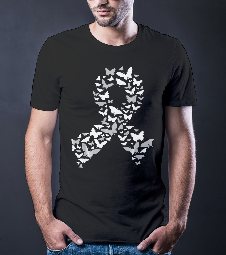 Brain Cancer Awareness Butterfly Ribbon T-Shirt