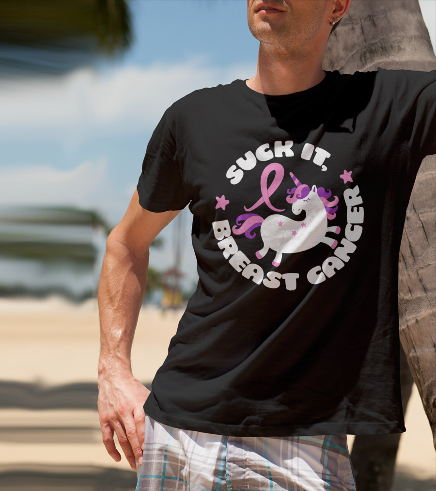 Suck It Breast Cancer Unicorn Pink T-Shirt