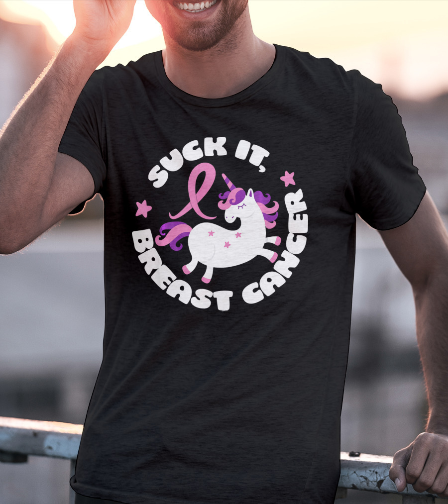 Suck It Breast Cancer Unicorn Pink T-Shirt