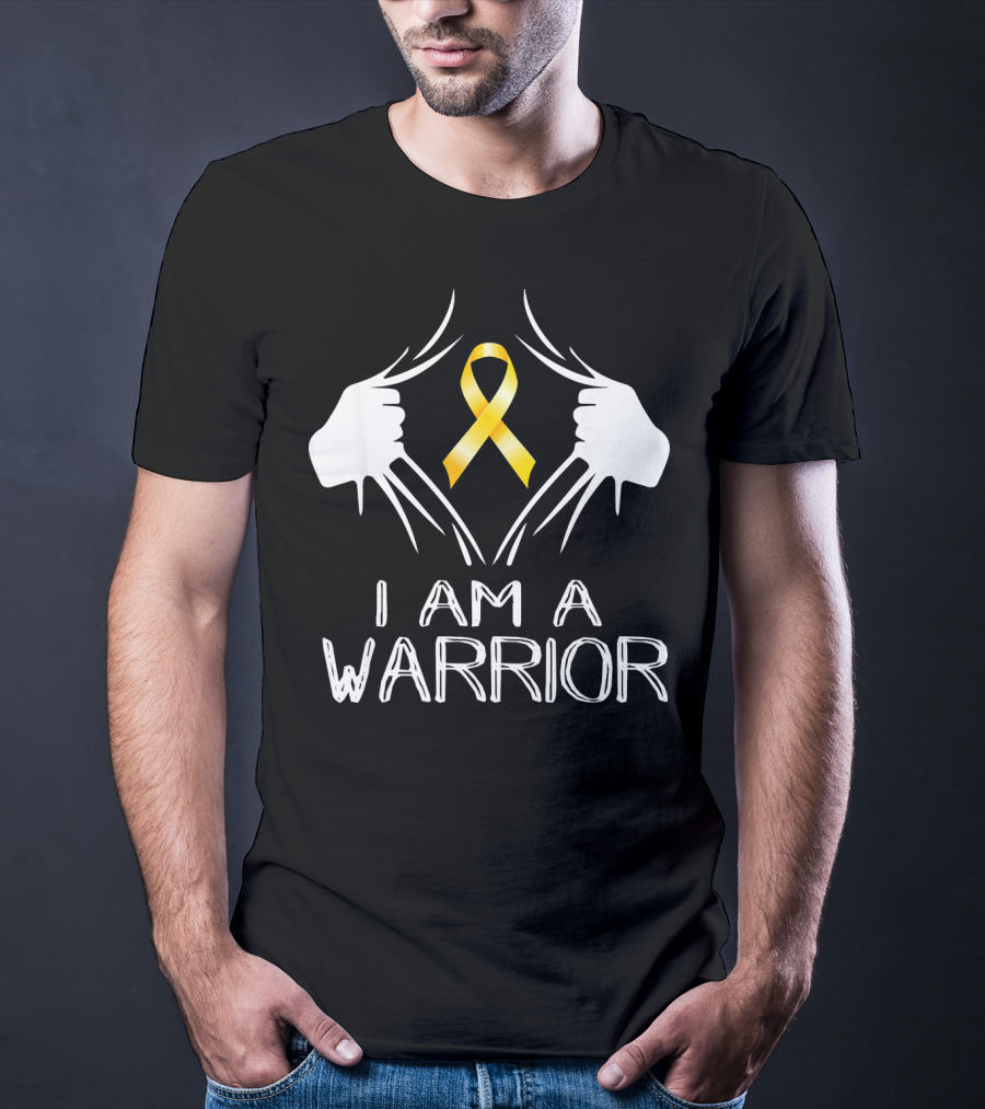 I Am A Warrior Childhood Cancer Awareness Yellow T-Shirt