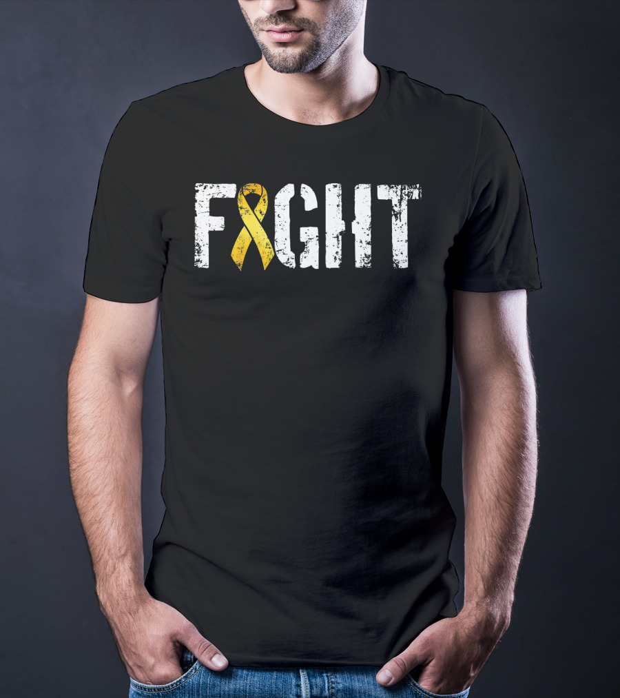 Fight Childhood Cancer Yellow Ribbon Military Style Go T-Shirt