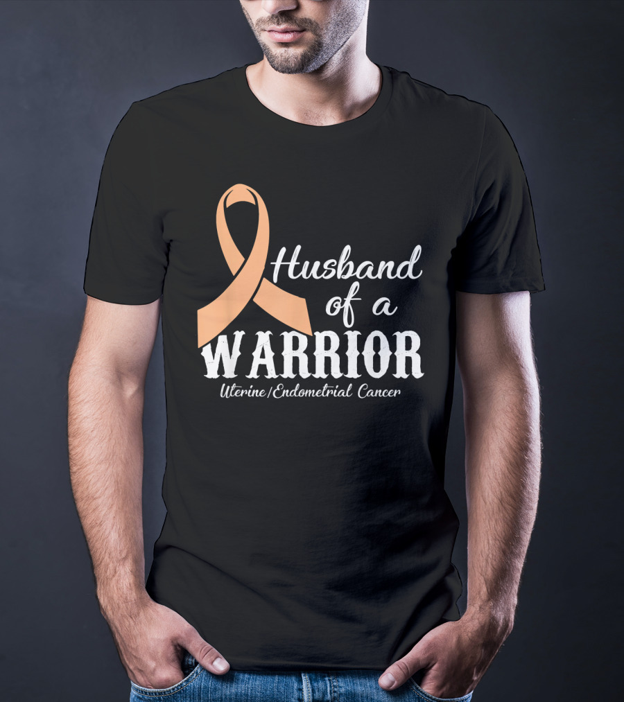 Husband Of A Warrior Uterine Endometrial Cancer T-Shirt