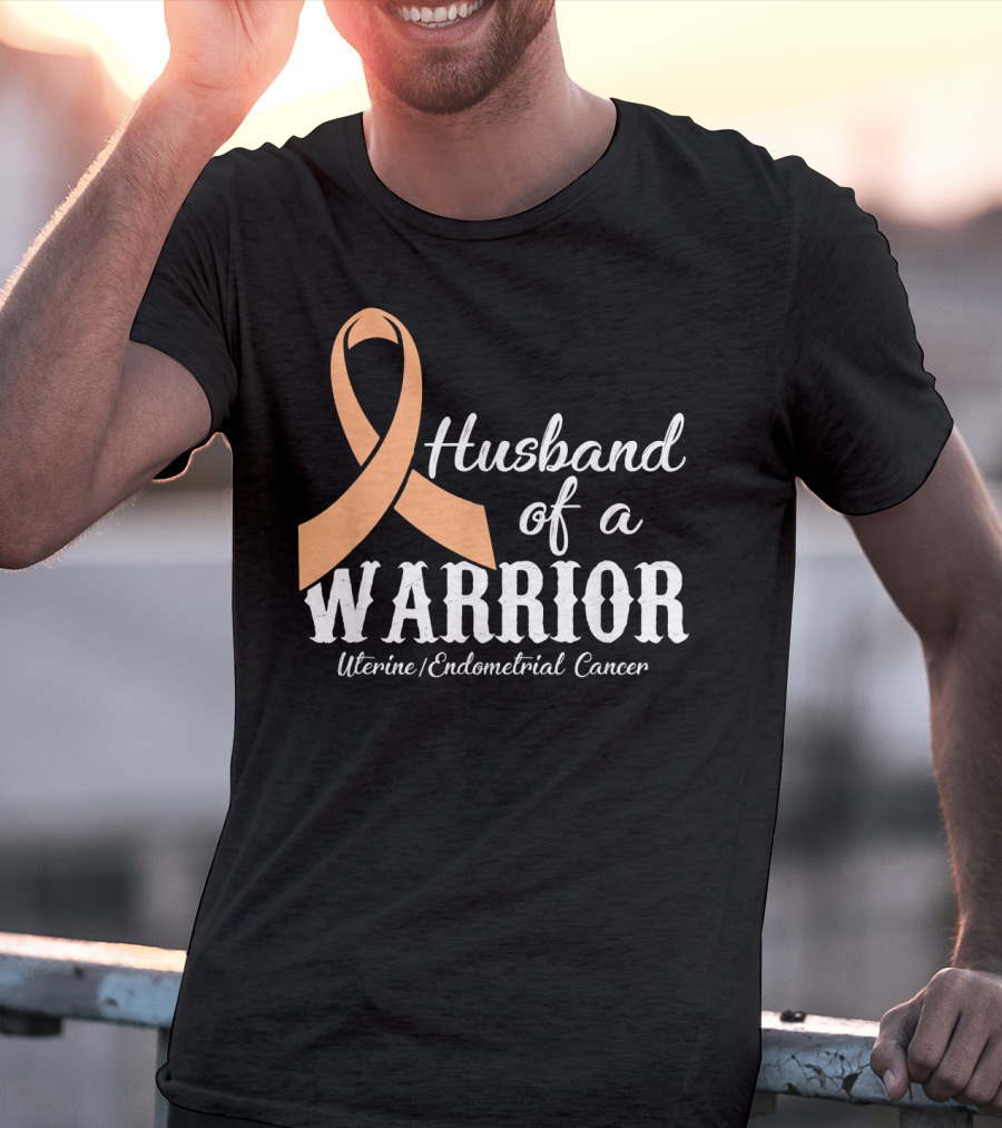 Husband Of A Warrior Uterine Endometrial Cancer T-Shirt