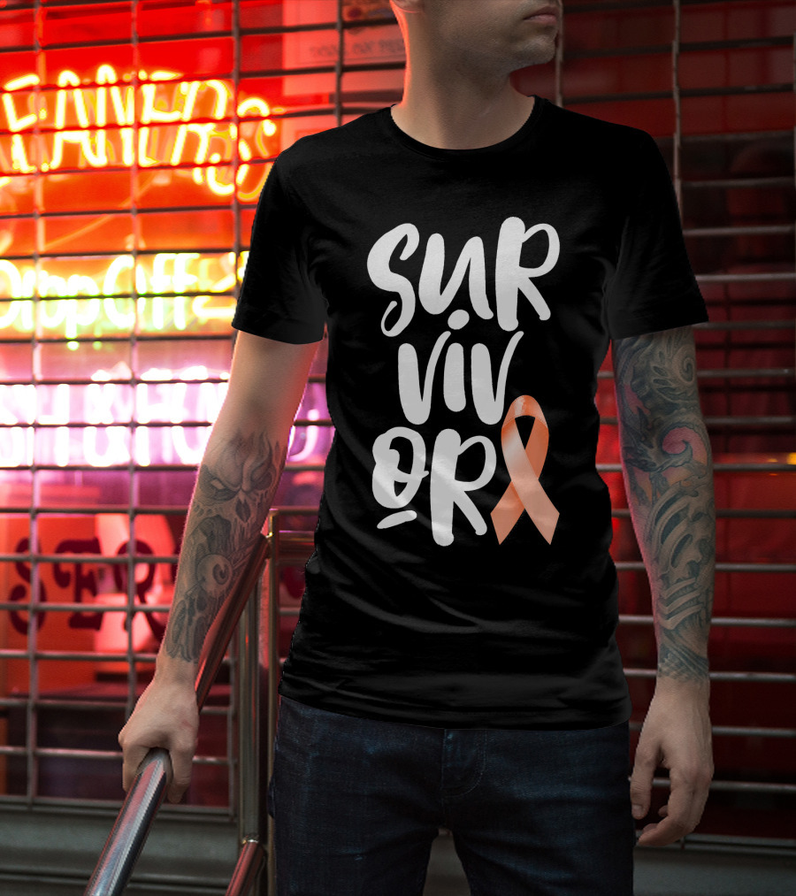 Survivor Uterine Cancer Peach Ribbon Awareness T-Shirt
