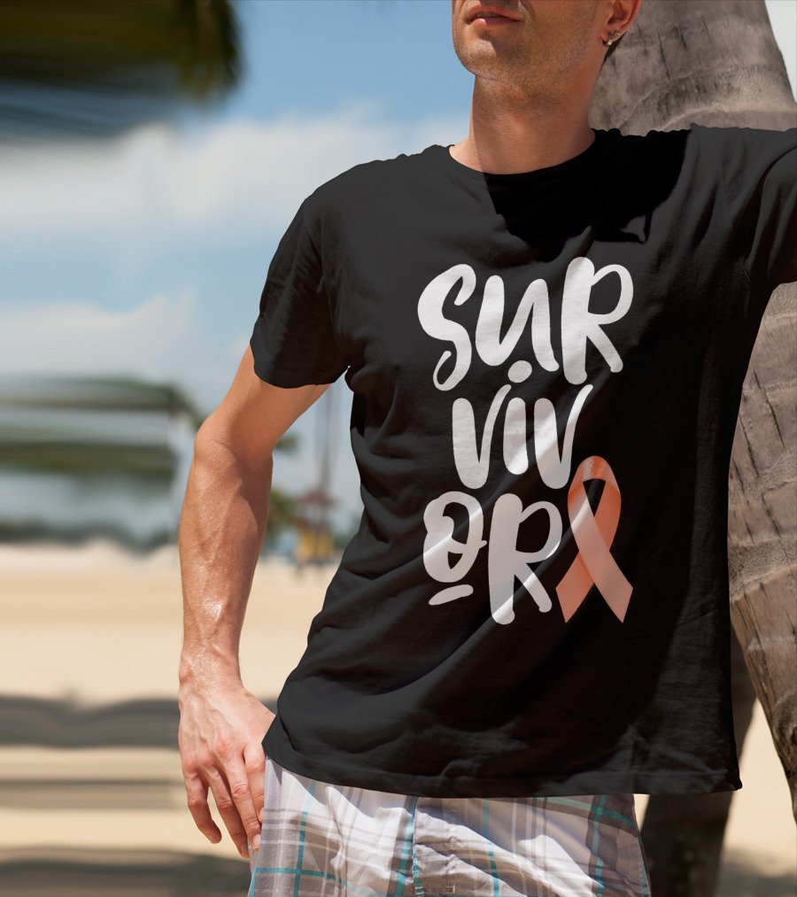 Survivor Uterine Cancer Peach Ribbon Awareness T-Shirt