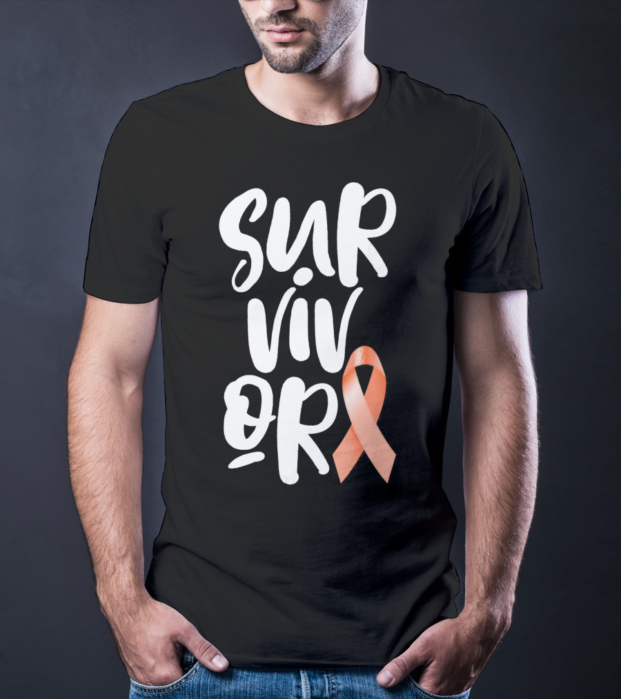 Survivor Uterine Cancer Peach Ribbon Awareness T-Shirt