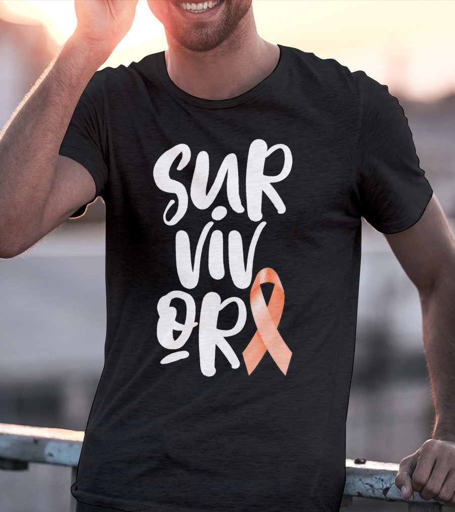 Survivor Uterine Cancer Peach Ribbon Awareness T-Shirt