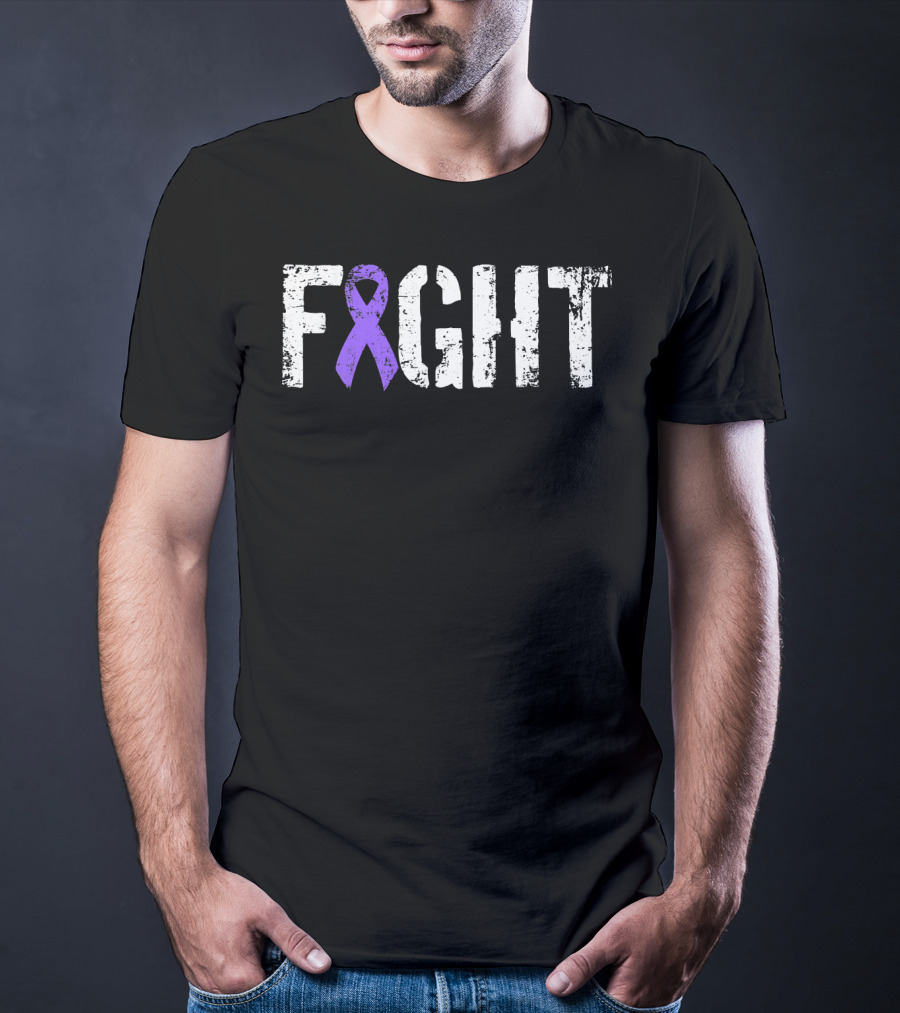 Fight Hodgkins Lymphoma Cancer Purple Ribbon Awareness T-Shirt