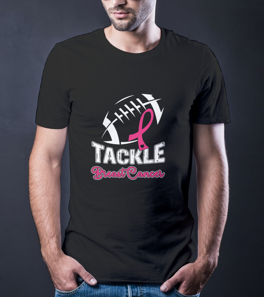 Tackle Breast Cancer Awareness Football T-Shirt