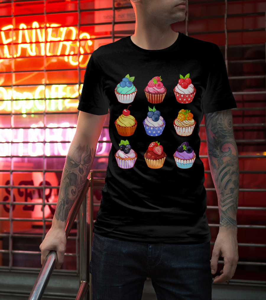 Yummy Cupcake Dessert Challenge Berry Toppings Collection T-Shirt