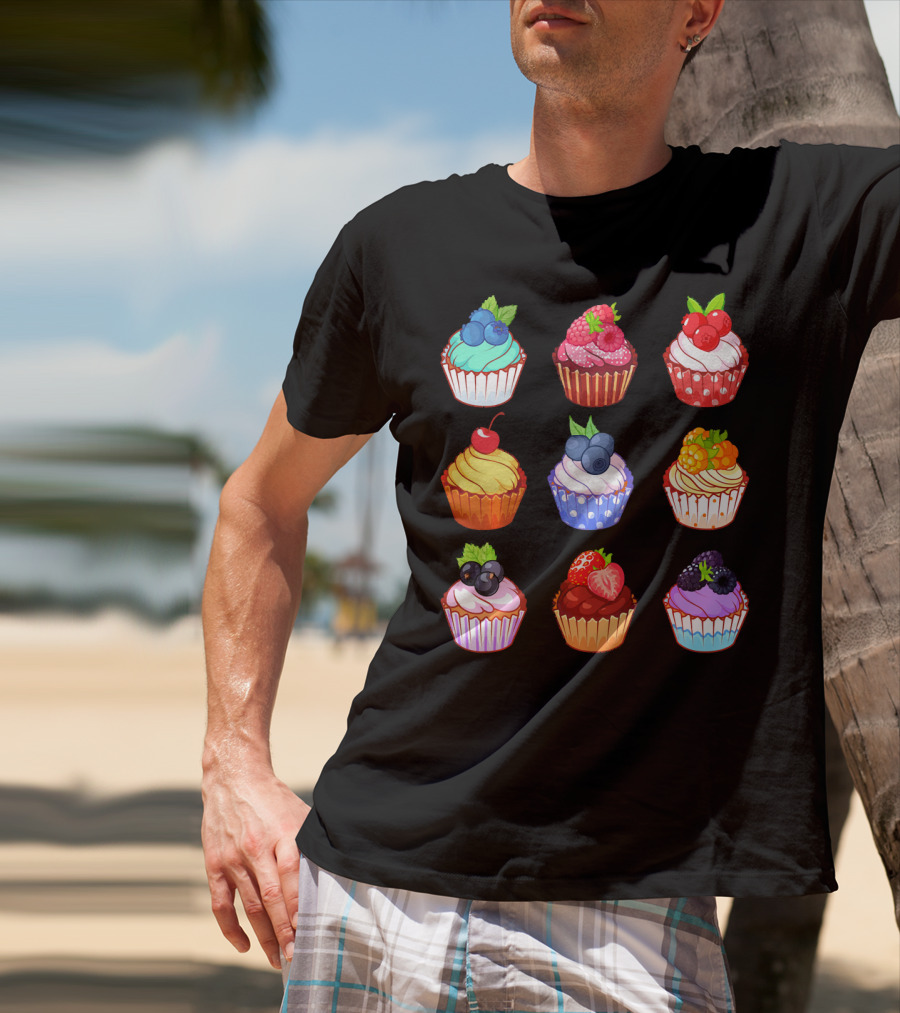 Yummy Cupcake Dessert Challenge Berry Toppings Collection T-Shirt