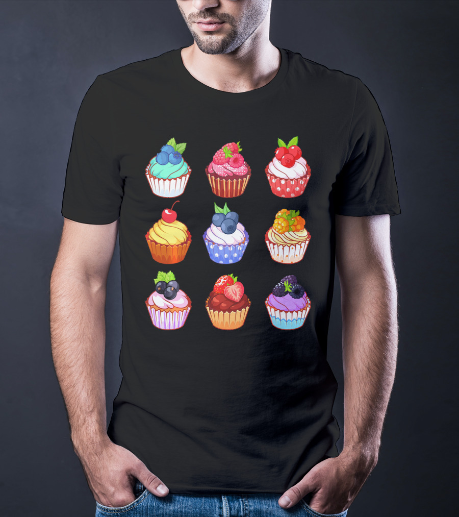 Yummy Cupcake Dessert Challenge Berry Toppings Collection T-Shirt