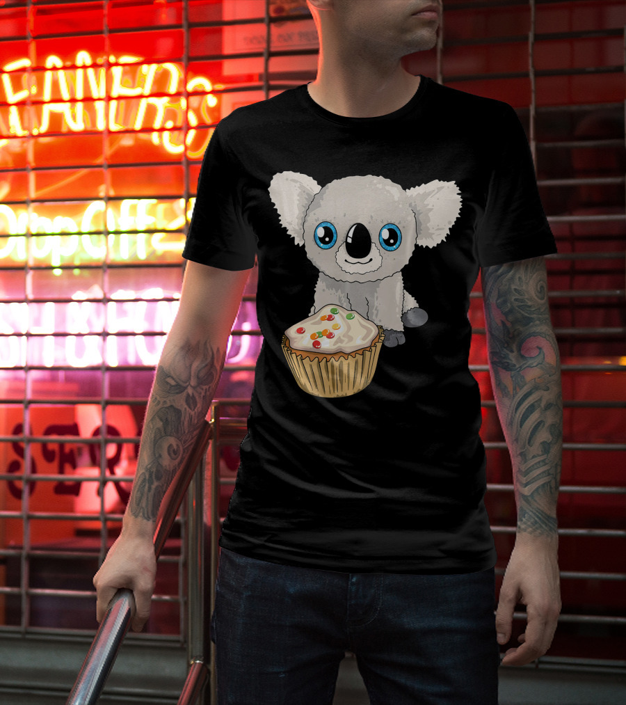 Cute Baby Koala With Cupcake Birthday T-Shirt