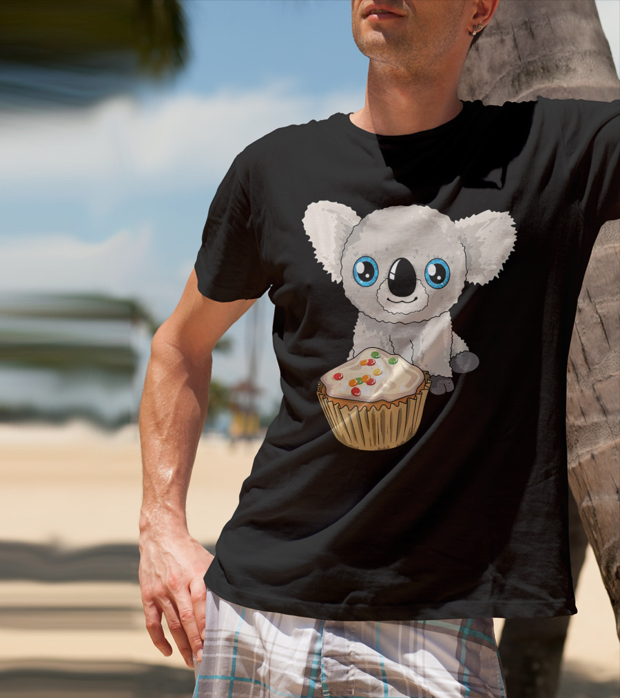 Cute Baby Koala With Cupcake Birthday T-Shirt