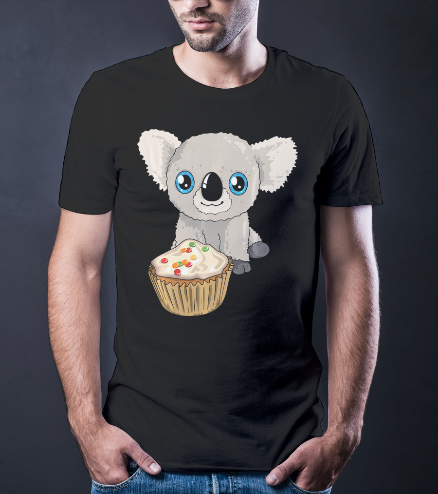 Cute Baby Koala With Cupcake Birthday T-Shirt