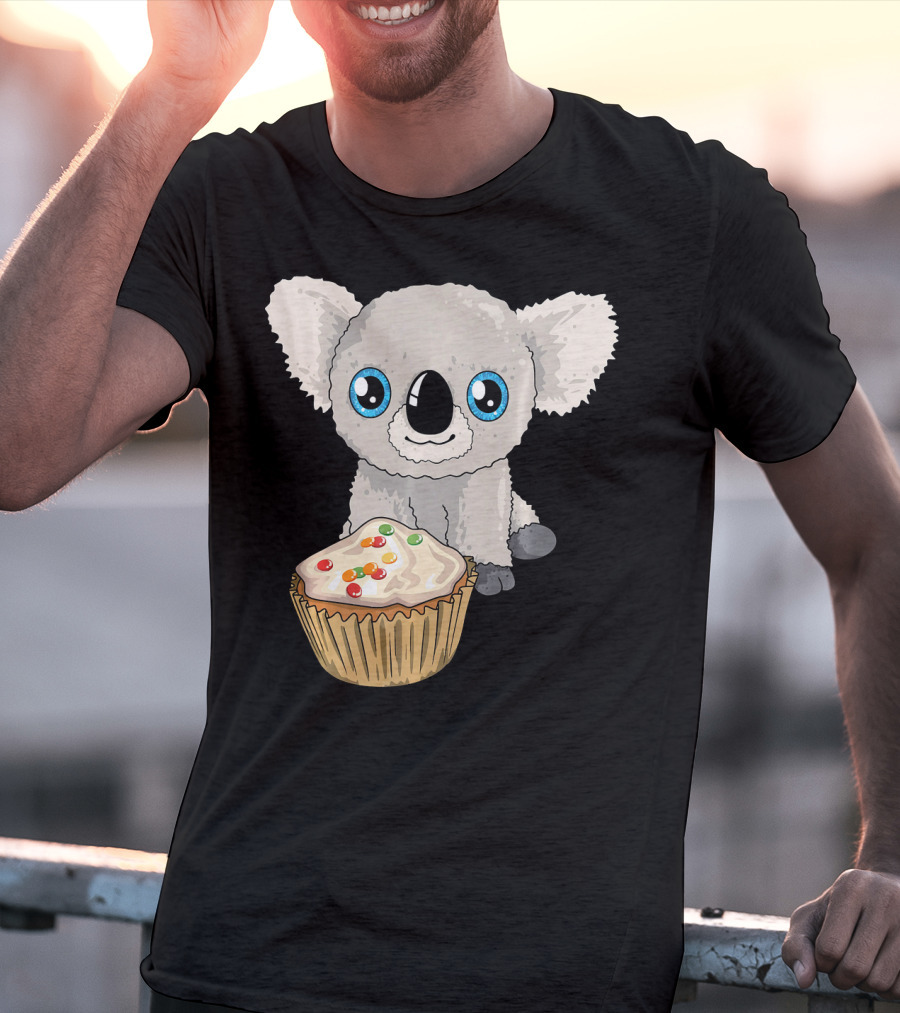 Cute Baby Koala With Cupcake Birthday T-Shirt