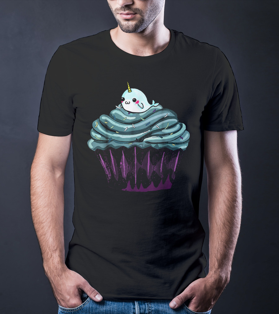 Narwhal Cupcake Cute Blue Icing Dessert T-Shirt