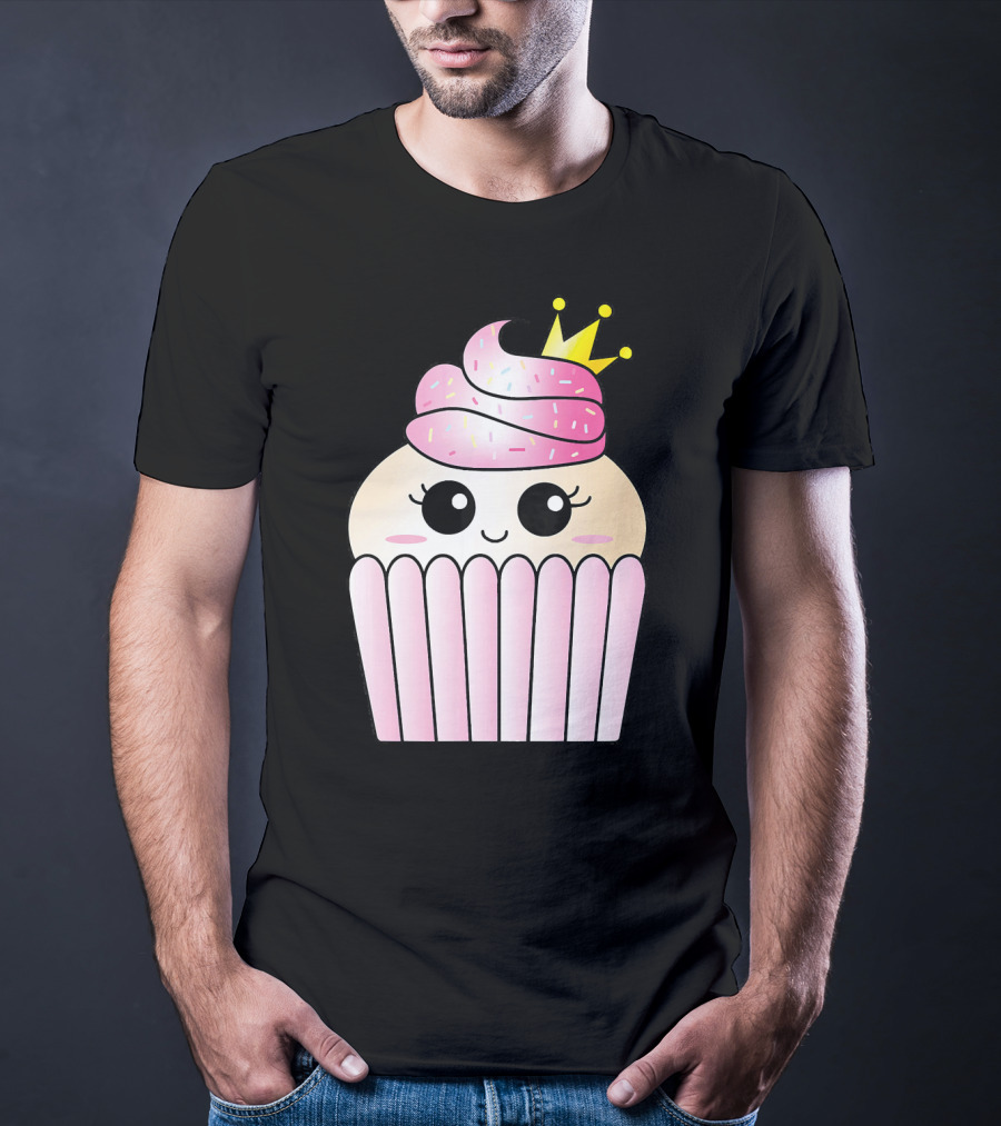 Sweet Pink Cupcake Muffin Queen Kawaii Crown T-Shirt