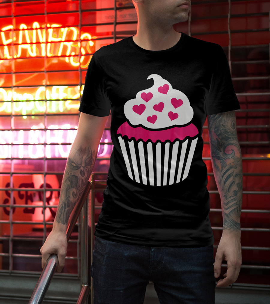 Cupcake With Pink Hearts T-Shirt