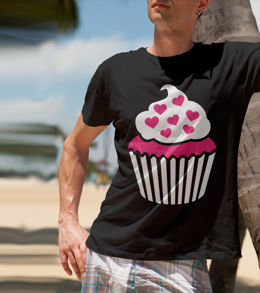 Cupcake With Pink Hearts T-Shirt