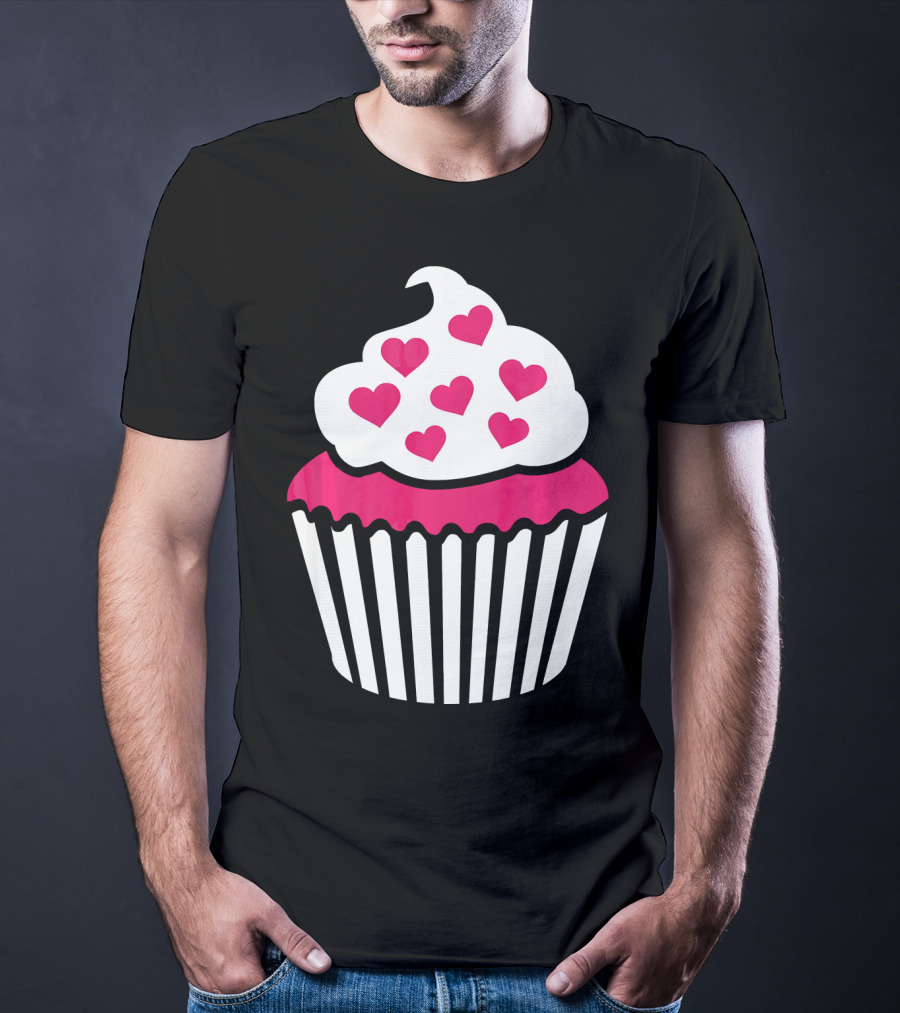 Cupcake With Pink Hearts T-Shirt
