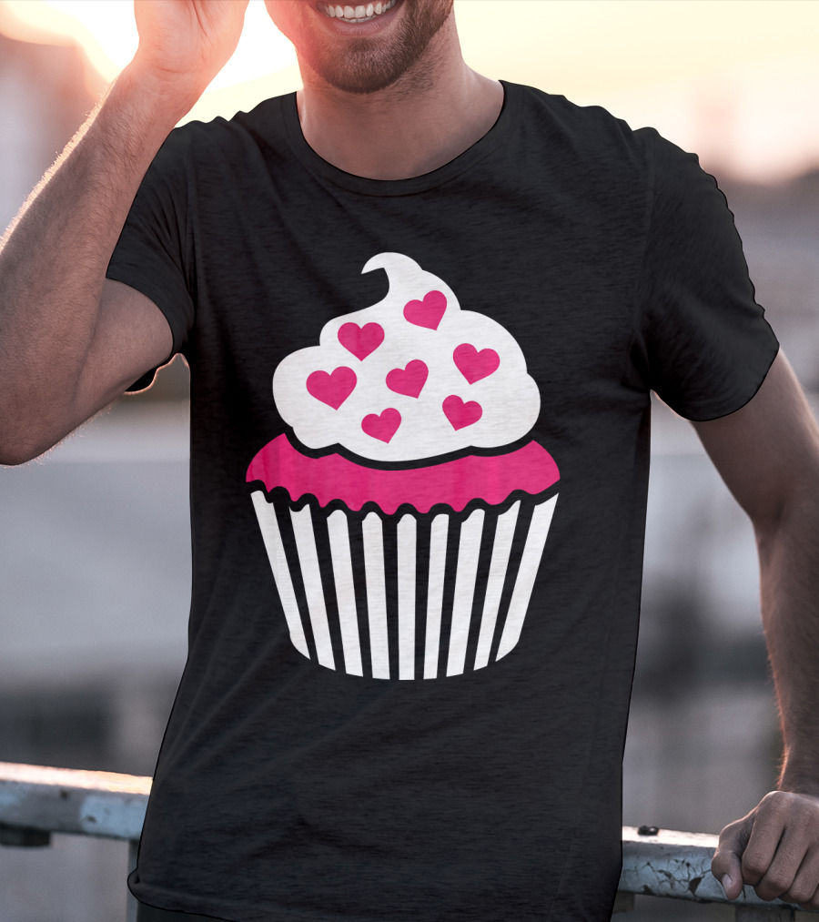 Cupcake With Pink Hearts T-Shirt