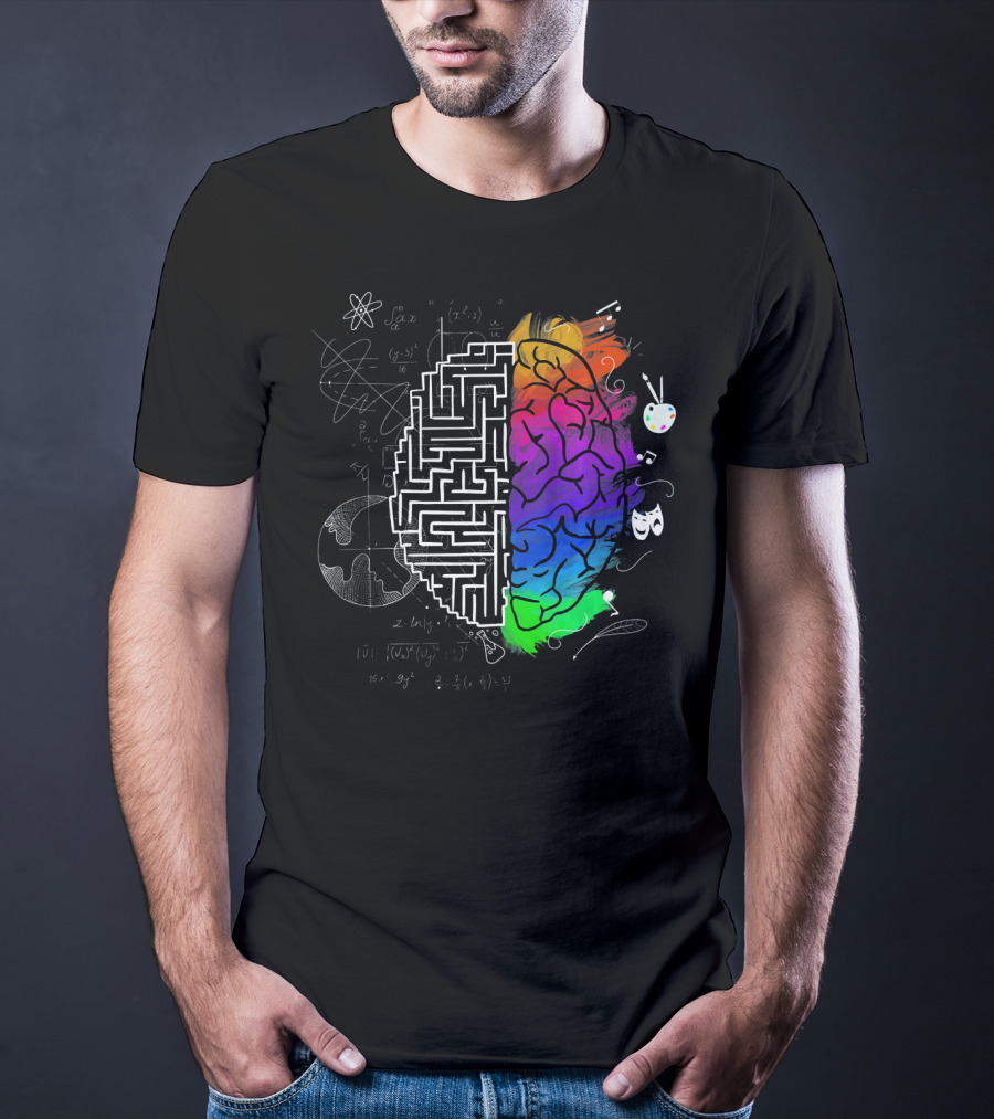 Colorful Brain Science Physics Art Music Mathematics Creativity T-Shirt