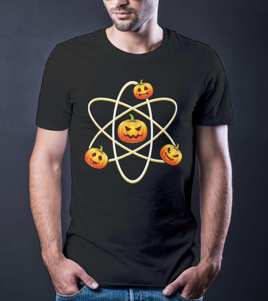 Halloween Pumpkin Atom Symbol With Jack-O'-Lanterns T-Shirt